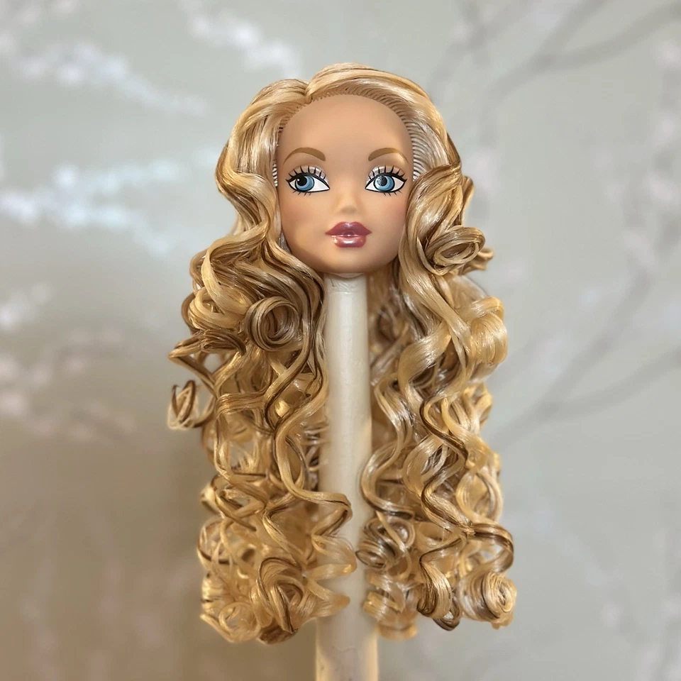 My scene Barbie Doll Head Premium Curly Nylon Reroot Blonde OOAK - Image 1 of 4