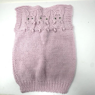 Chaleco Suéter Vintage Hecho a Mano Tejido Rosa Conejito Niñas Talla 5 Foto 1 de 4
