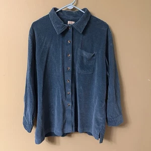 LL Bean Comfort Cord Relaxed Shirt 2X Blau Overshirt Freizeit Lagenlook Utility - Bild 1 von 5