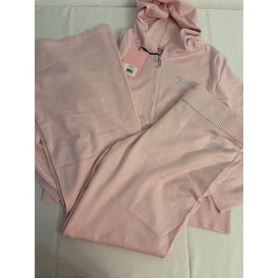 Juicy Couture Velour Tracksuit Set Pink Whisper Pink Rhinestone Hoodie Pants XL - Image 1 of 4