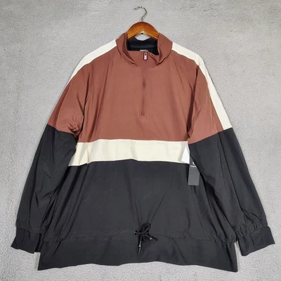 Sudadera Mono B Para Mujer 2XL Marrón Negro Bloques de Color Forrada de Vellón 1/4 Cremallera Nueva Con Etiquetas Foto 1 de 4