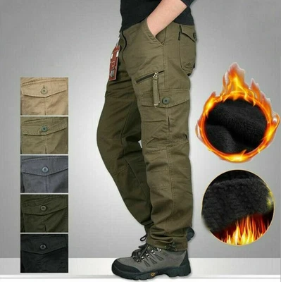 Hombres Invierno Térmico Carga Pantalones Polar Aire Libre Trabajo Cálido Pantalones Cintura Elástica Foto 1 de 4