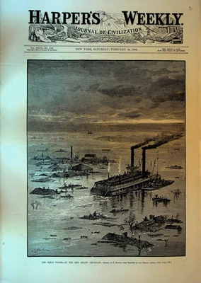 Harper's Weekly Magazine February 24 1883 Ohio River Floods Richard Wagner - Image 1 of 4
