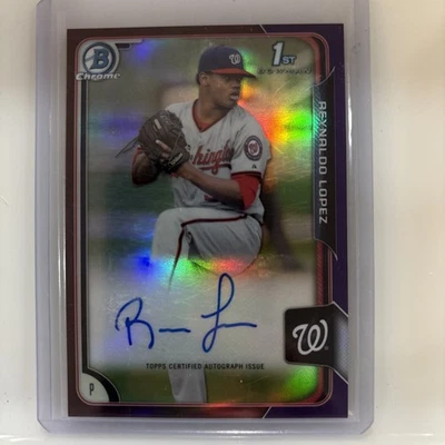 2015 Bowman Chrome Purple Refractor Autograph BCAP-RL Reynaldo Lopez Auto /250 - Image 1 of 2