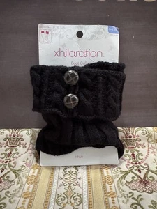 Puño Bota Xhilaration Negro Tejido Botón Adorno Talla Única NUEVO - Imagen 1 de 8
