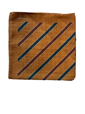 Cuadrado de bolsillo Kiton nuevo sin etiquetas - marrón óxido con rojo azul 15x15 100 % lana Foto 1 de 4