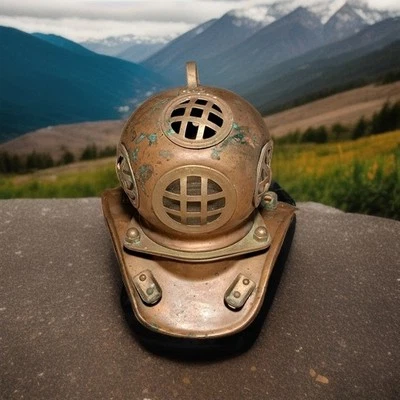 Vintage Nautical Replica Antique Divers Helmet Copper Ornament 7in High See Info - Image 1 of 4