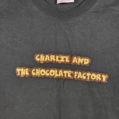Camisa De Colección Charlie Y La Fábrica de Chocolate Para Hombre Mediana Negra Gráfico de Película Foto 1 de 4