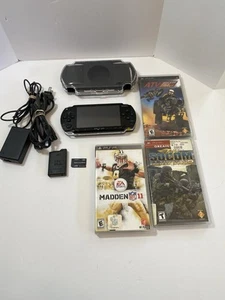PSP PlayStation Portable 1000 Black Console Tested with Charger & Games & Case - Picture 1 of 18