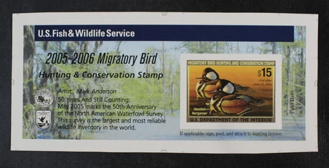 CKStamps : US Stamps Scott #RW72A $15 Duck Self Adhesive Mint NH #45 Cover