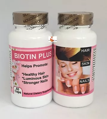 Biotin Plus Máximo Crecimiento del Cabello Vitamina Antienvejecimiento Piel Transparente Uñas Más Largas Píldoras Foto 1 de 2
