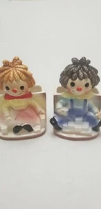 Keramik Übertopf Vase - JAPAN Stoffpuppe Look blond Mädchen und dunkle Haare Junge - Bild 1 von 11