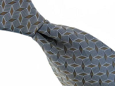 Gravata BRIONI Luxury masculina pura seda 60 1/4” longa latte e motivo geométrico branco Itália - Imagem 1 de 4