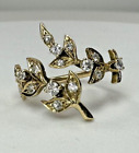 Bague feuille de branche vintage Estate or jaune 14 carats enveloppée diamant taille 8 4,5 20 mm