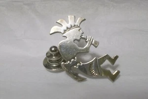 STERLING SILVER SIGNED CP KOKOPELLI FLUTE PLAYER TAC PIN ,NEW MEXICO - Picture 1 of 11