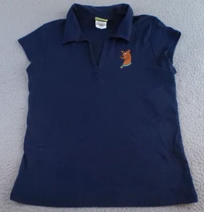 Scooby Doo Shirt Girls XL Blue y2k Short Sleeve V-Neck Collared Tee Scooby Logo - Picture 1 of 8