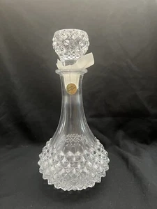 CRISTAL D'ARQUES FRANCE FRENCH DIAMOND POINT CRYSTAL DECANTES W/STOPPER 10" TALL - Picture 1 of 11