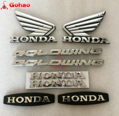 8 Piece/Set Chromed Silver Goldwing GL1800 Fuel Tank Fender Side Emblem Decals - Image 1 of 4