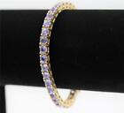 INCREDIBLE AUTHENTIC 14K SOLID GOLD 36 LARGE TANZANITES 7" INCH LONG BRACELET