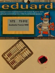 1/72 Eduard SEATBELTS: FRANCE WWI. COLOR Photo Etch Detail PE 72012 Nieuport OOP - Picture 1 of 1