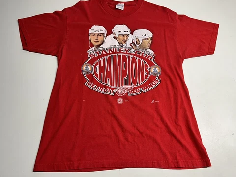 Vintage 2002 Detroit Red Wings Stanley Cup Champions T-Shirt Men's L Red Cover