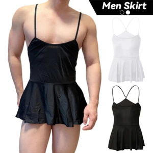 Minivestido de hombre GAY con tirantes sin espalda o medias de red de encaje, - Imagen 1 de 24