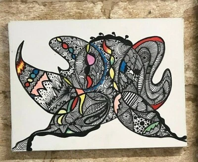 Painting Canvas Original Art Signed Wall Artist Paintings Framed Abstract Life  - Image 1 of 4