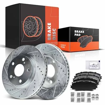 Rotor delantero perforado y pastilla de freno para Toyota RAV4 2006-2018 Pontiac Scion XB Lexus Foto 1 de 4