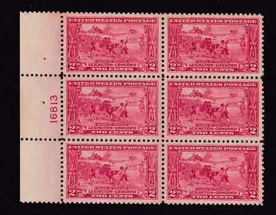 1924 Lexington Concord Sc 618 MNH XF Jumbo with OG plate block of 6 (8B - Image 1 of 2