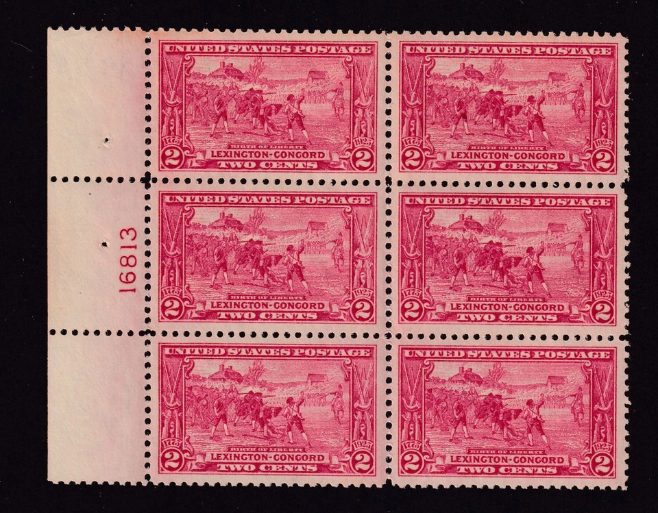 1924 Lexington Concord Sc 618 MNH XF Jumbo with OG plate block of 6 (8B - Image 1 of 2