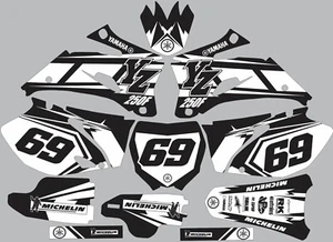 Graphic Kit for 2006-2009 YZ250f YZ 250f YZF 250 shrouds fender white decals  - Picture 1 of 1