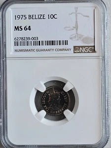 Belize 10 Cents 1975 NGC MS 64 - Picture 1 of 2