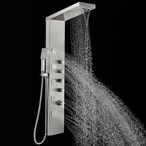 Shower Panel Tower System Rain&Waterfall Massage Jet Spraye Stainless Steel