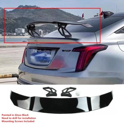 UNIVERSAL FITS 2020-2025 CADILLAC CT5 GLOSS BLK GT STYLE REAR TRUNK SPOILER WING Foto 1 de 4