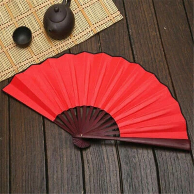 Abanico de mano plegable chino de kung fu tai chi rojo negro blanco Foto 1 de 4