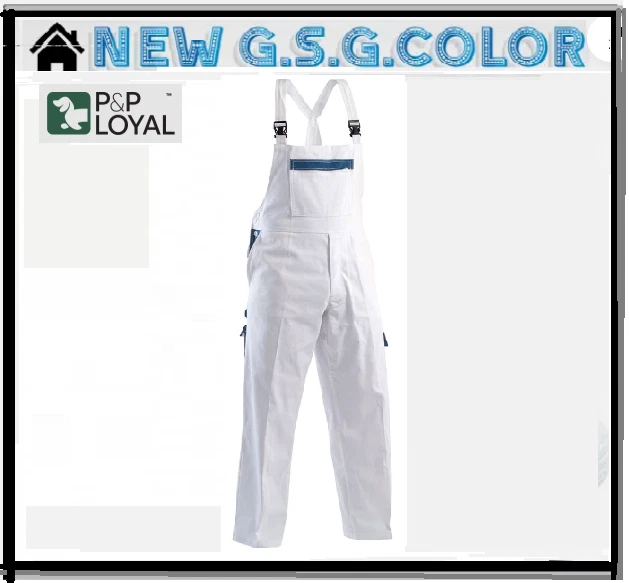 Salopette Tuta De Travail Pantalon En Coton 100% Massaue Type Peintre Blanche - Photo 1/1