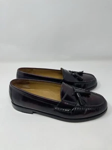 Cole Haan Shoes Mens 10.5 D Cordovan Brown Leather Loafers Tassel Handstitched - Picture 1 of 14