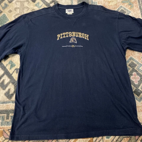 Men's Vintage Lee Sport Pitt Panthers Blue Graphic Print Shirt Size XL Cover