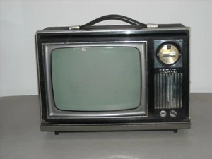 Vintage Admiral INSTANT PLAY Flip Knob Television Portable B&W 9" Black WORKING - Picture 1 of 13