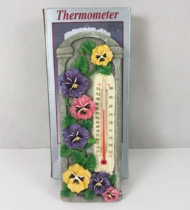 Spoontiques Thermometer Beautiful Pansies Design With Box #5201 - Picture 1 of 12