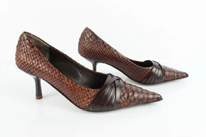 ELIZABETH STUART Escarpins Aspect Python Marron T 35 Excellent état - Imagen 1 de 11