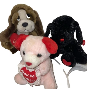 Lote de 3 peluches cachorros perros marrón negro rojo rosa Dan Dee y otros - Imagen 1 de 17