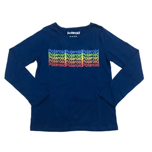 Polaroid Girls Size M 7/8 Long Sleeve Crew Neck T-Shirt 'Polaroid' Navy - Picture 1 of 7