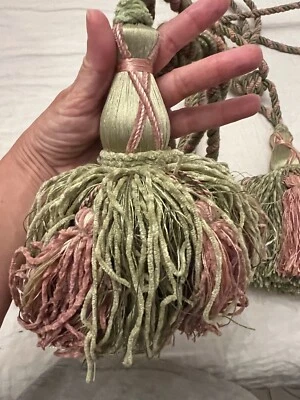 Винтажные большие, розовые, зеленые кисточки для штор - дверная ручка - декор - Изображение 1 из 2