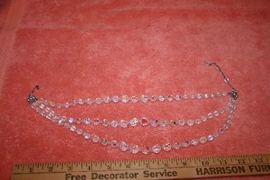 Collar de 3 hebras de cristal austriaco continental marcado vintage 17 3/4" - Imagen 1 de 4