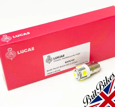 GENUINA LUCAS CLÁSICA MOTOCICLETA LED INSTRUMENTO PILOTO BOMBILLA 6V BA9S BSA TRIUMPH Foto 1 de 4