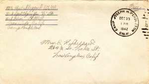California Camp Joseph H. Pendleton 1942 Ziffer Duplex 1942-1946 Soldat Fr - Bild 1 von 1