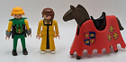 Lot de jouets Playmobil vintage 1974 cheval avec barde rouge années 1990 chevalier et princesse