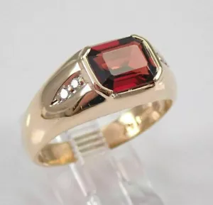 3ct Emerald Cut Lab-Created Garnet Men's Engagement Ring 14k Yellow Gold Plated - Picture 1 of 3