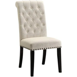 Coaster Tufted Back Upholstered Side Chair in Beige (Set of 2) - Picture 1 of 2